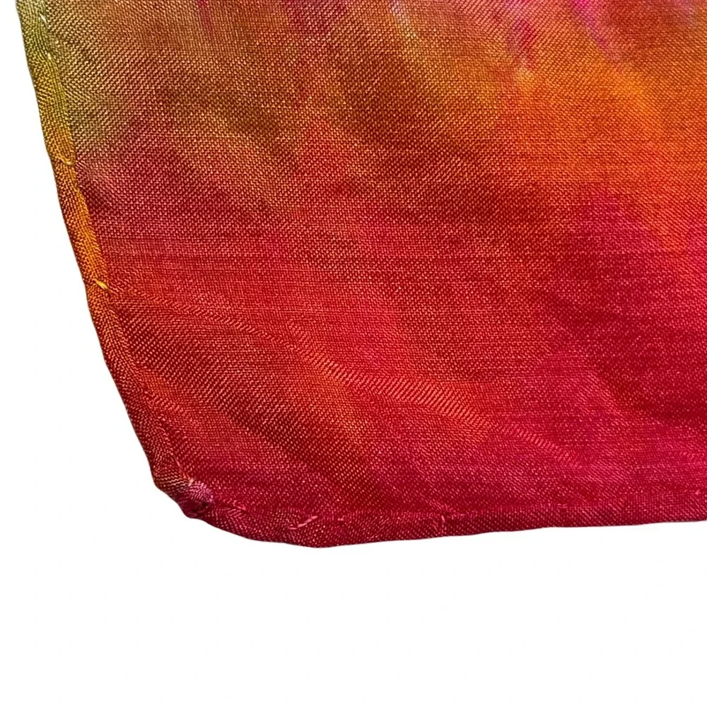 Womens Unbranded Rectangular Silk Scarf Orange Handmade Rolled Edges‎ 57x11